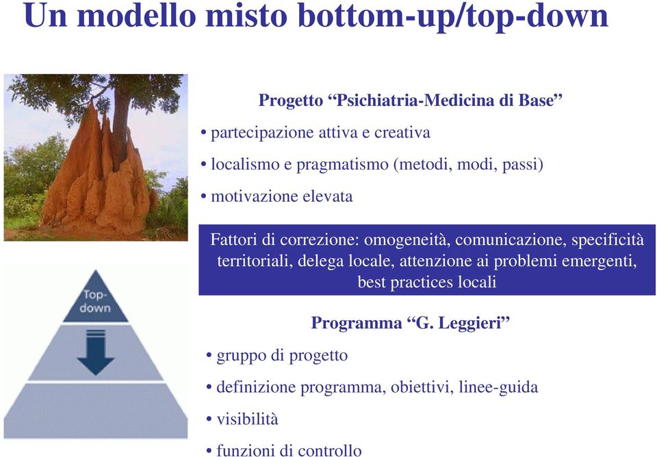 comunicazione, specificità territoriali, delega locale, attenzione ai problemi emergenti, best practices