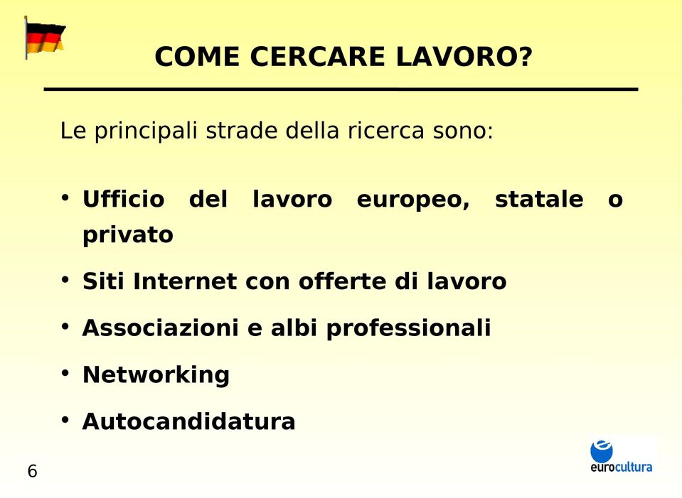 del lavoro europeo, statale o privato Siti Internet