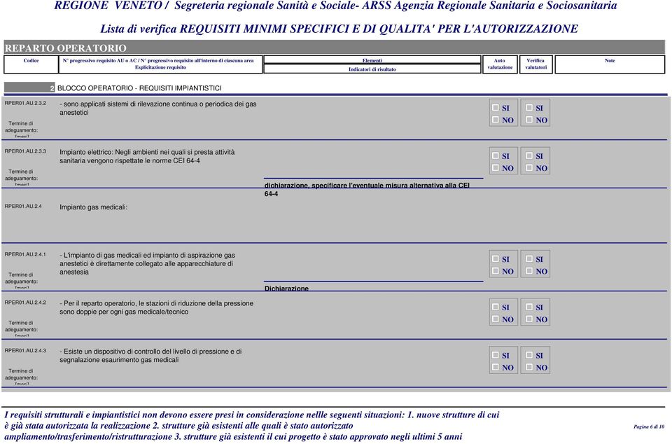 3 Impianto elettrico: Negli ambienti nei quali si presta attività sanitaria vengono rispettate le norme CEI 64-4 dichiarazione, specificare l'eventuale misura alternativa alla CEI 64-4 RPER01.AU.2.