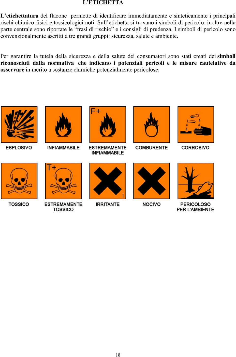 I simboli di pericolo sono convenzionalmente ascritti a tre grandi gruppi: sicurezza, salute e ambiente.