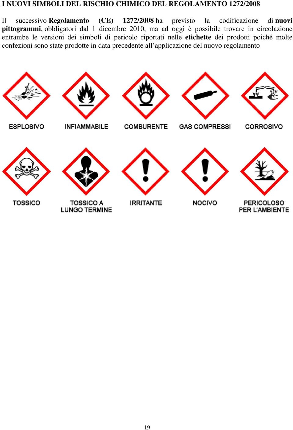 trovare in circolazione entrambe le versioni dei simboli di pericolo riportati nelle etichette dei