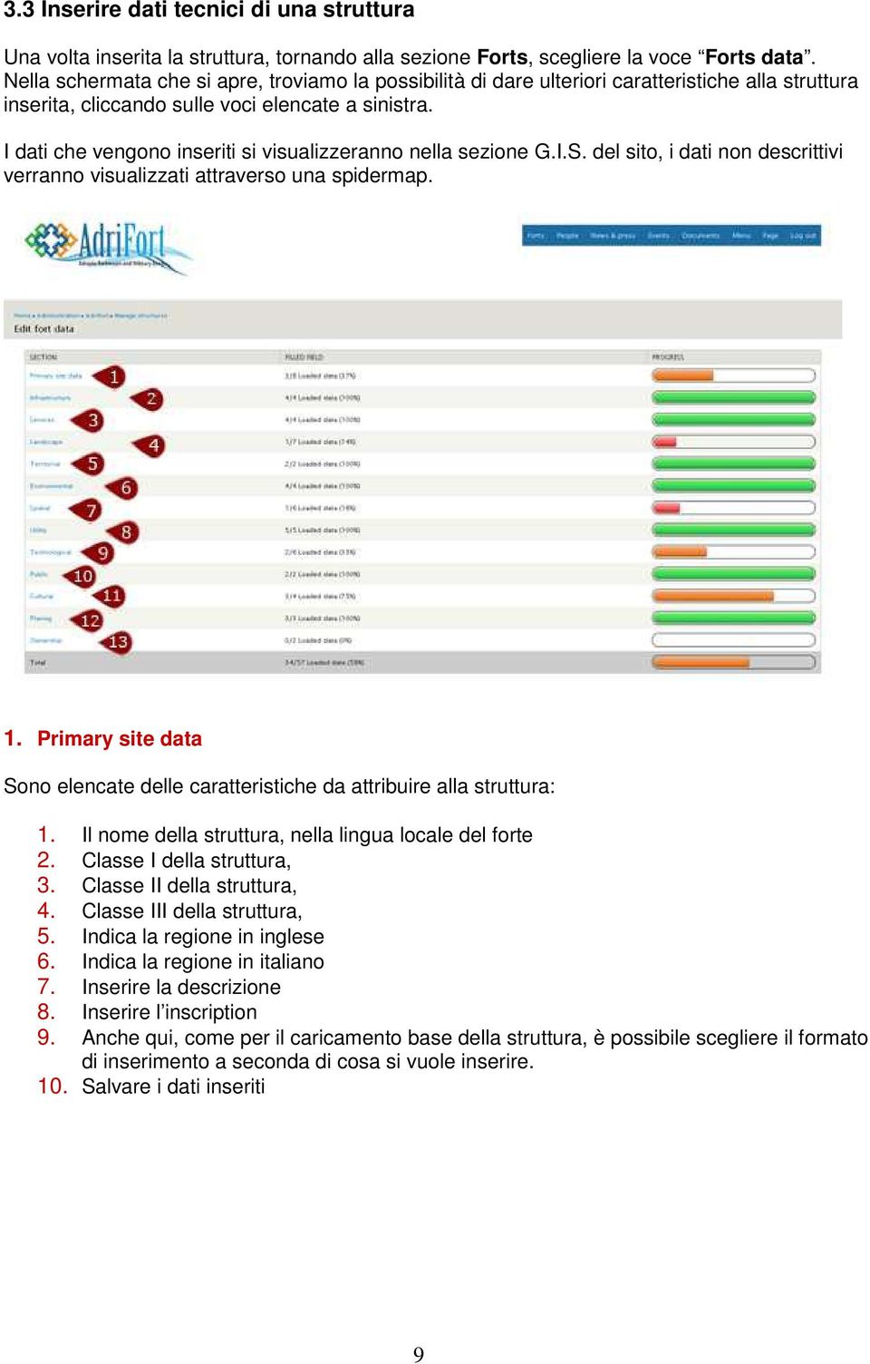 I dati che vengono inseriti si visualizzeranno nella sezione G.I.S. del sito, i dati non descrittivi verranno visualizzati attraverso una spidermap. 1.