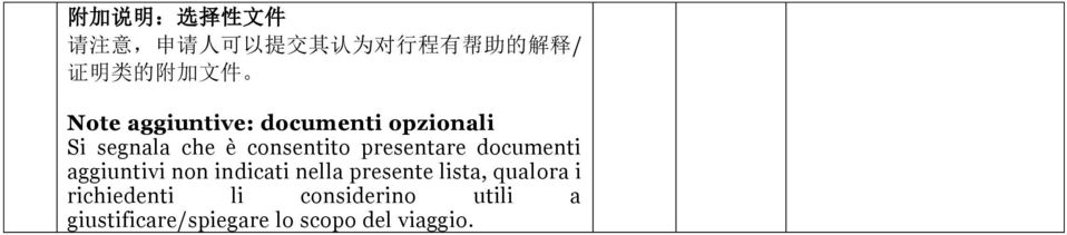 presentare documenti aggiuntivi non indicati nella presente lista, qualora