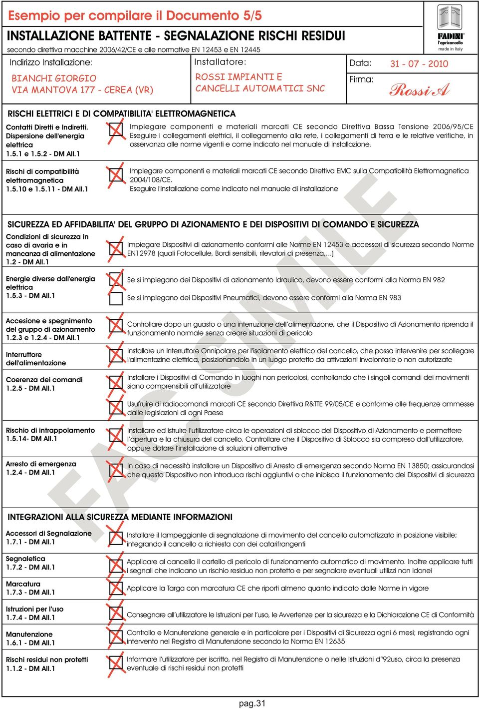 Rischi di compatibilità elettromagnetica.5.0 e.5. - DM ll.