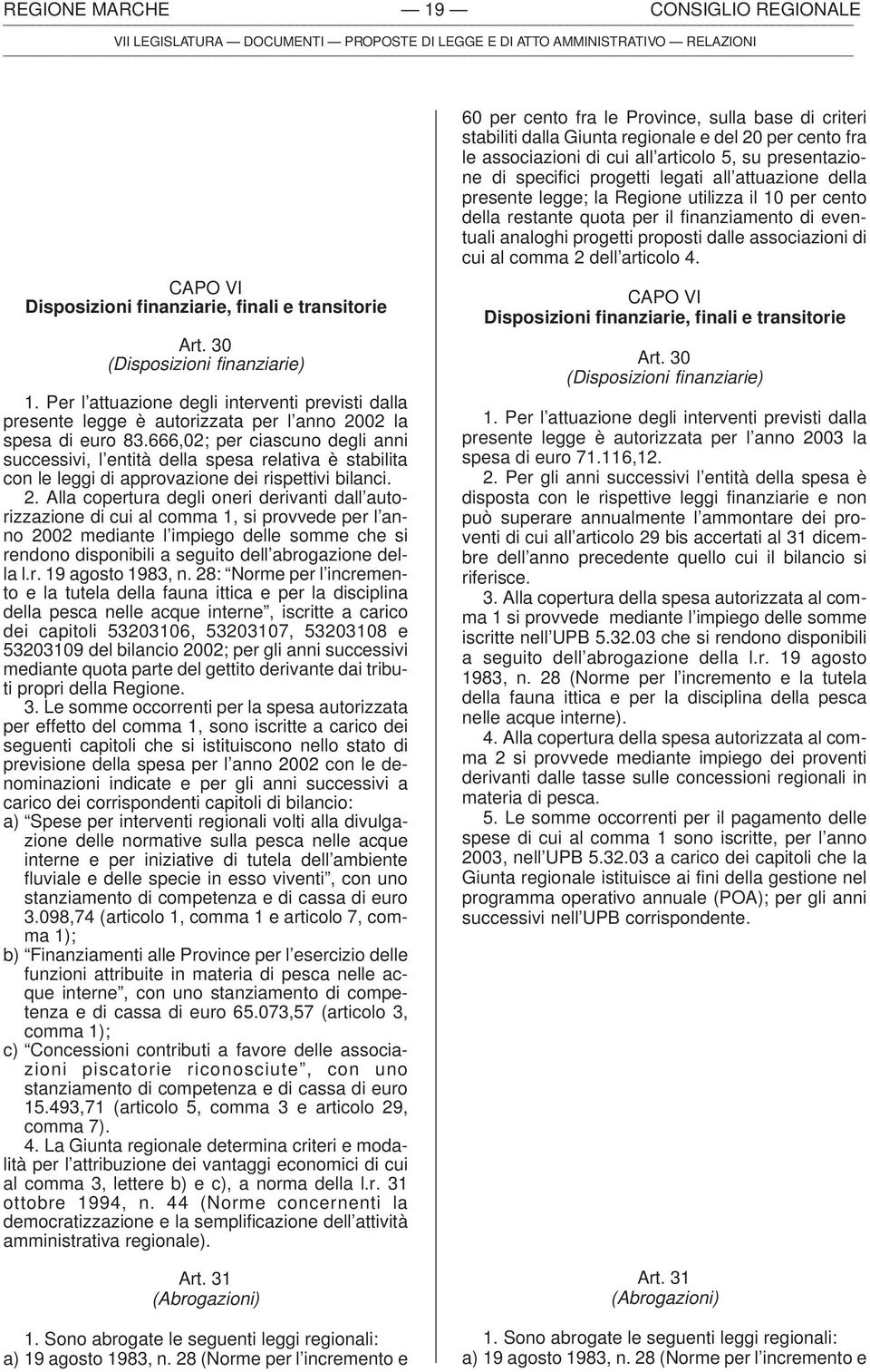 666,02; per ciascuno degli anni successivi, l entità della spesa relativa è stabilita con le leggi di approvazione dei rispettivi bilanci. 2.