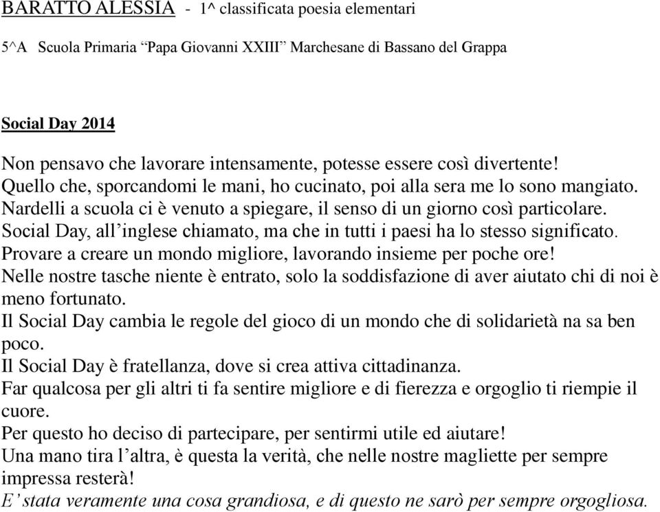 Social Day, all inglese chiamato, ma che in tutti i paesi ha lo stesso significato. Provare a creare un mondo migliore, lavorando insieme per poche ore!