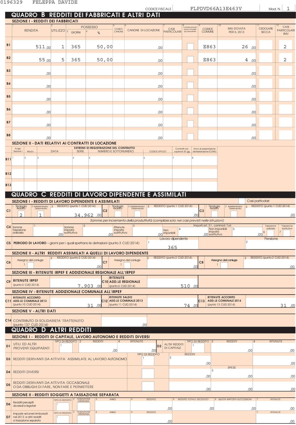 rigo ESTREMI DI REGISTRAZIONE DEL CONTRATTO Sezione