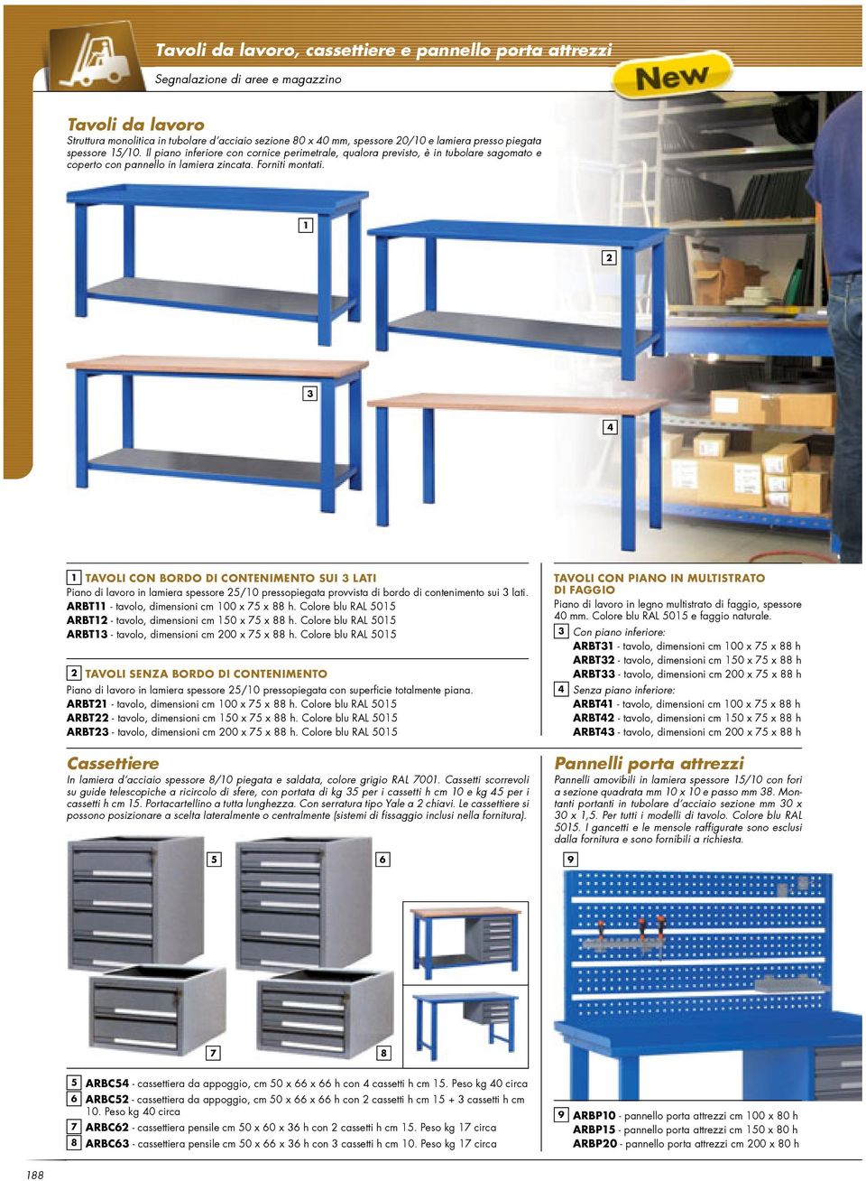 TAVOLI CON ORDO DI CONTENIMENTO SUI LATI Pino di lvoro in lmier spessore /0 pressopiegt provvist di bordo di contenimento sui lti. ART - tvolo, dimensioni cm 00 x x h.