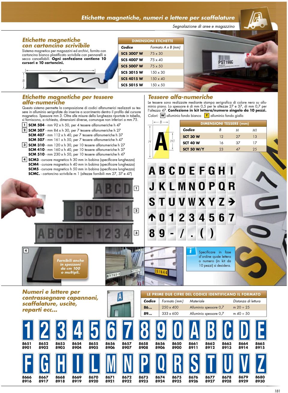 A DIMENSIONI ETICHETTE Codice Formto A x (mm) SCS 00 W x 0 SCS 00 W x 0 SCS 00 W x 0 SCS 0 W 0 x 0 SCS 0 W 0 x 0 SCS 0 W 0 x 0 Etichette mgnetiche per tessere lf-numeriche Questo sistem permette l