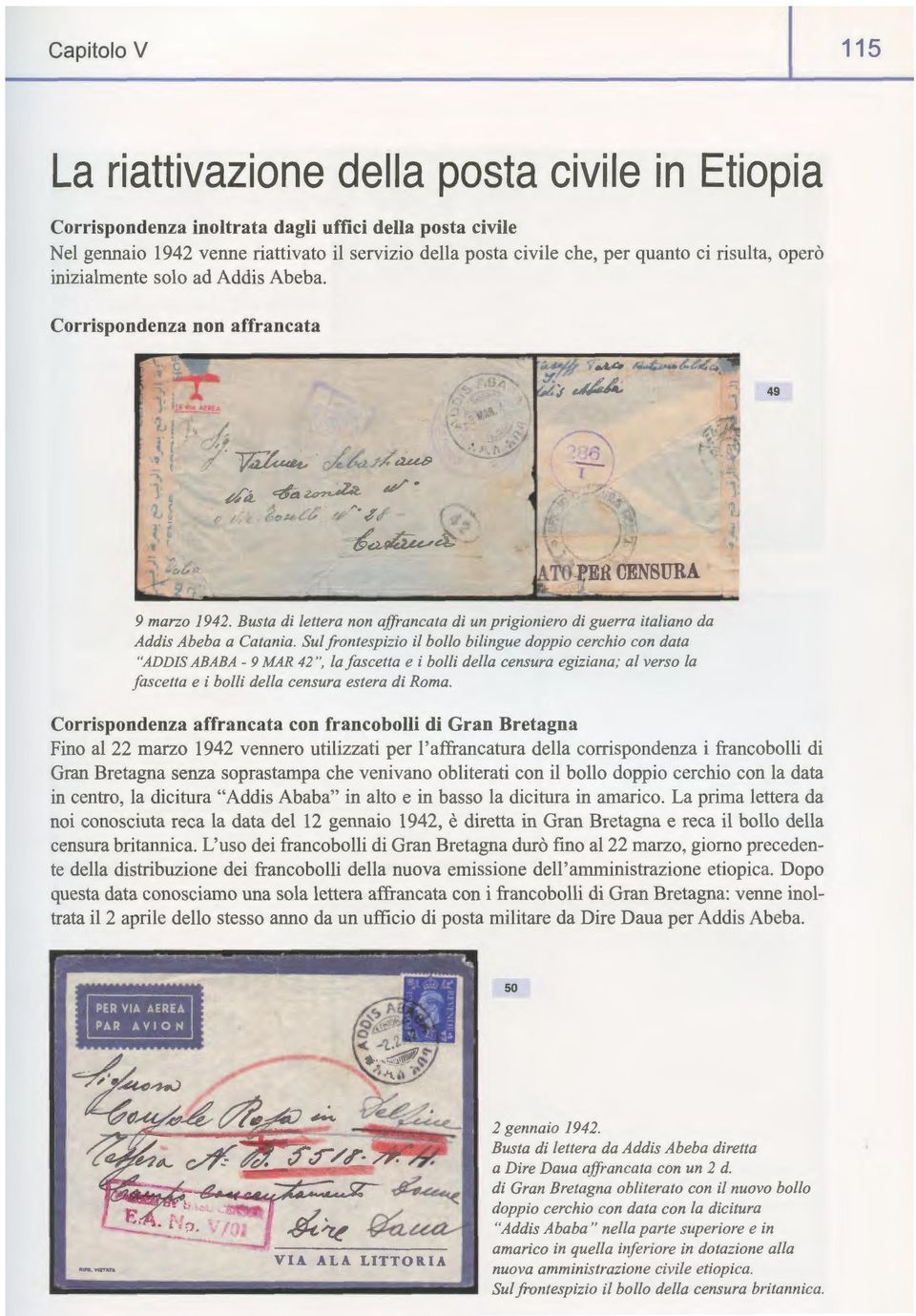 Busta di lettera non affrancata di un prigioniero di guerra italiano da Addis Abeba a Catania.