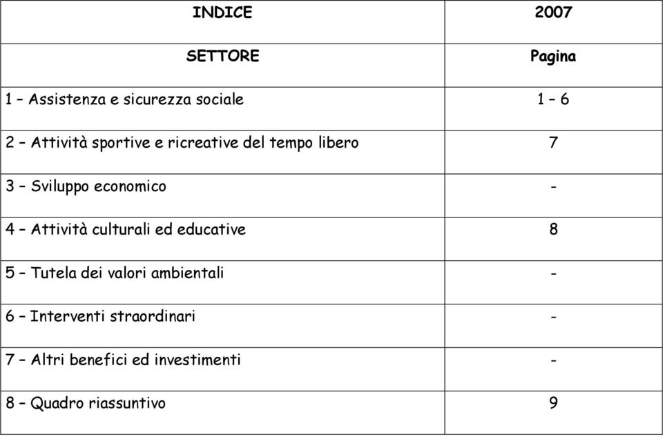 4 Attività culturali ed educative 8 5 Tutela dei valori ambientali - 6