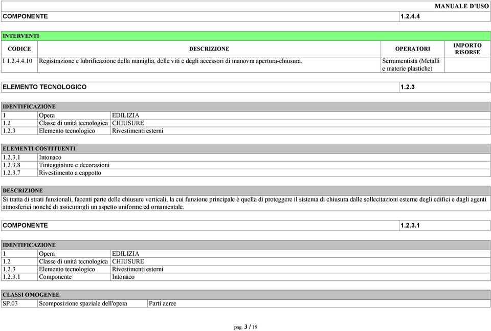 2.3.8 Tinteggiature e decorazioni 1.2.3.7 Rivestimento a cappotto Si tratta di strati funzionali, facenti parte delle chiusure verticali, la cui funzione principale è quella di proteggere il sistema