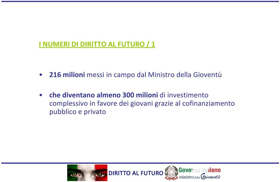 almeno 300 milionidi investimento complessivo in