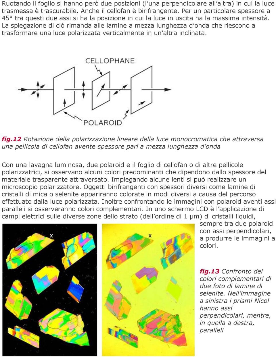 La spiegazione di ciò rimanda alle lamine a mezza lunghezza d onda che riescono a trasformare una luce polarizzata verticalmente in un altra inclinata. fig.