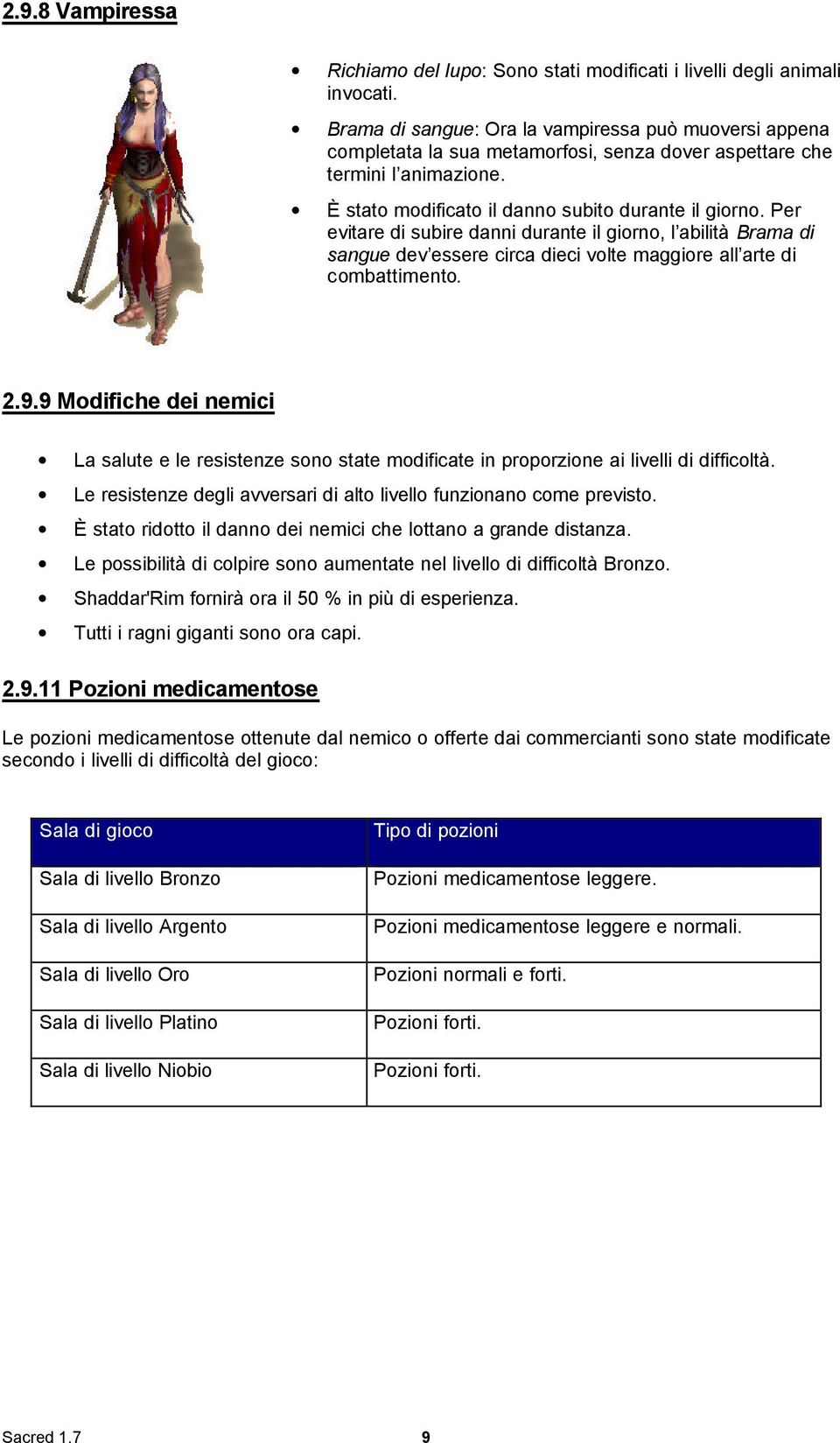 Per evitare di subire danni durante il giorno, l abilità Brama di sangue dev essere circa dieci volte maggiore all arte di combattimento. 2.9.