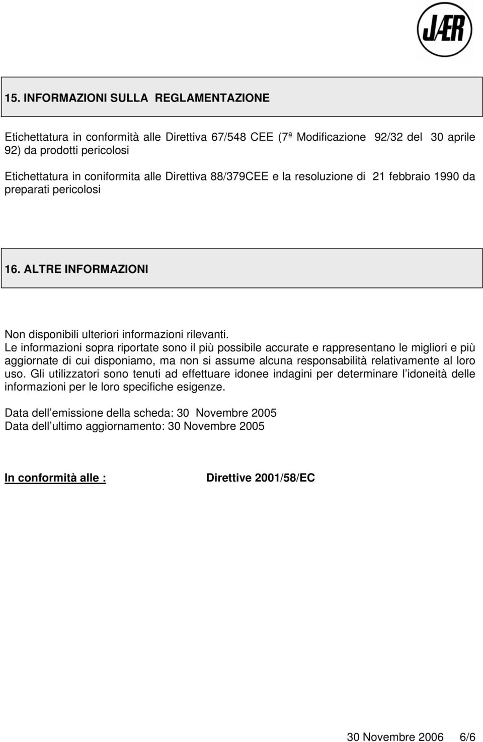 Le informazioni sopra riportate sono il più possibile accurate e rappresentano le migliori e più aggiornate di cui disponiamo, ma non si assume alcuna responsabilità relativamente al loro uso.