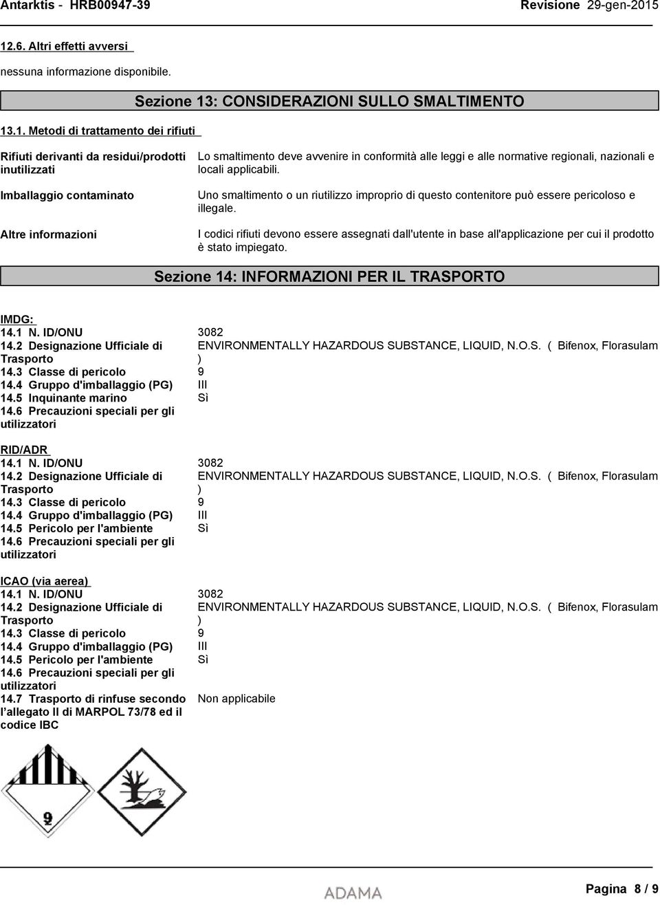 Uno smaltimento o un riutilizzo improprio di questo contenitore può essere pericoloso e illegale.