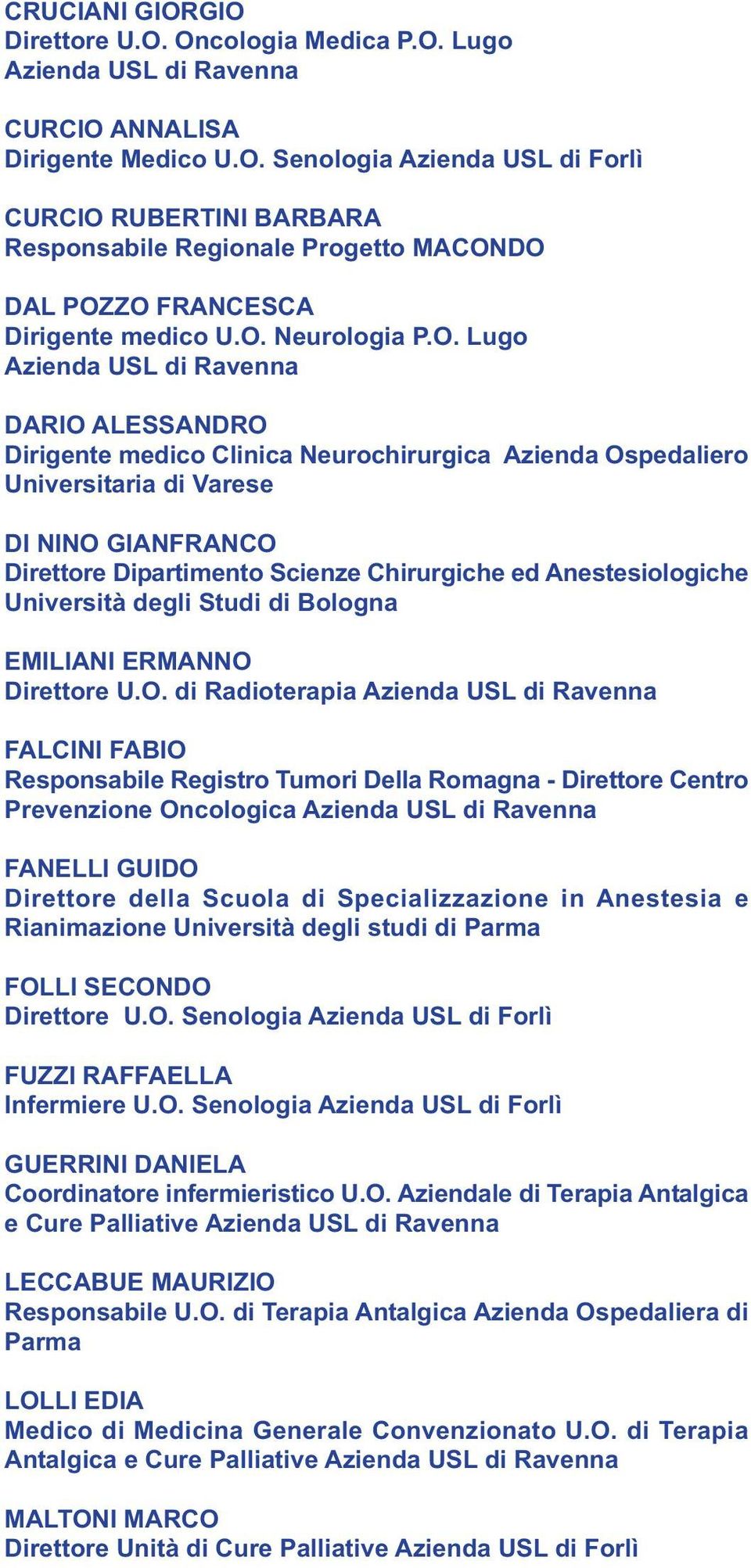 Anestesiologiche Università degli Studi di Bologna EMILIANI ERMANNO 