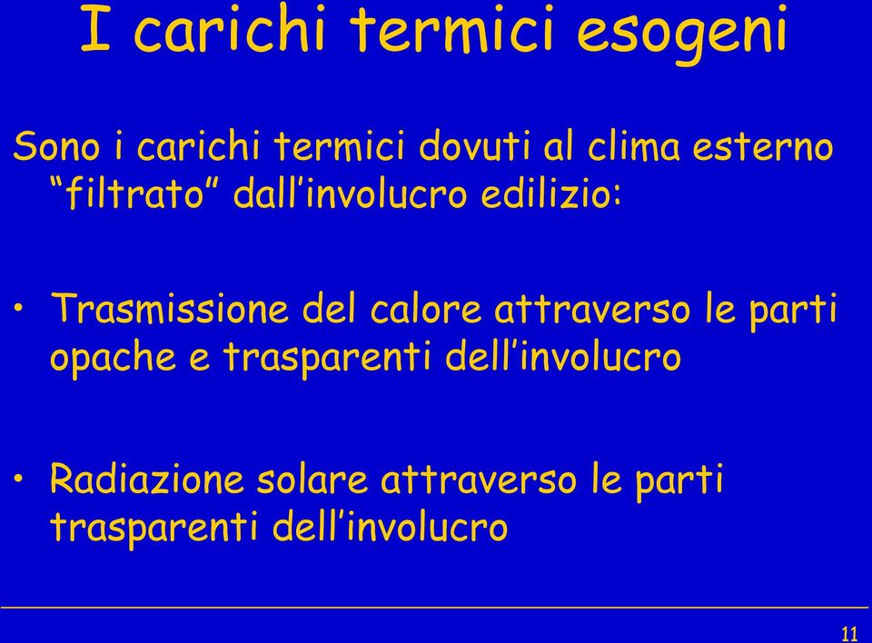 del calore attraverso le parti opache e trasparenti dell