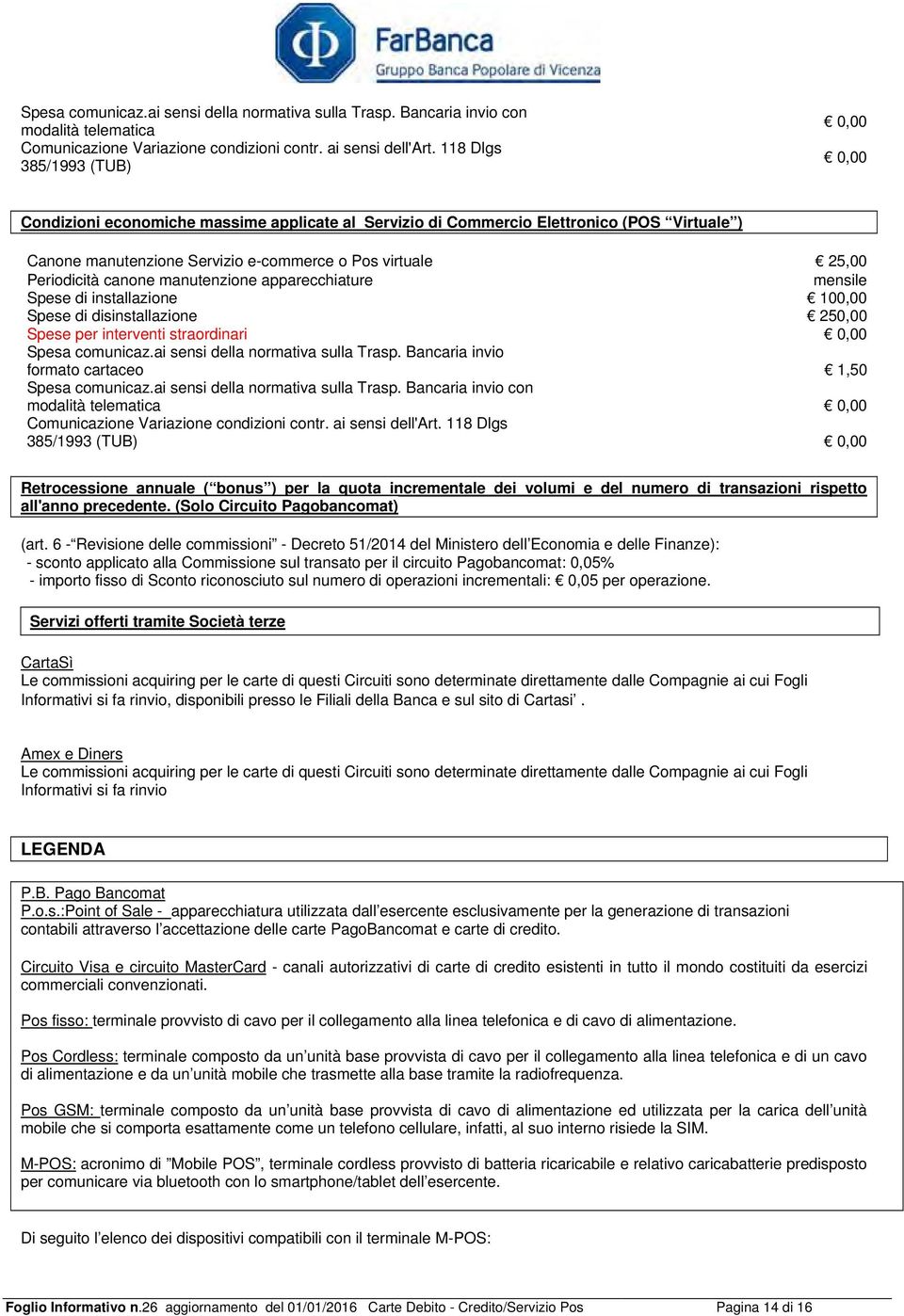 manutenzione apparecchiature mensile Spese di installazione 100,00 Spese di disinstallazione 250,00 Spese per interventi straordinari Spesa comunicaz.ai sensi della normativa sulla Trasp.