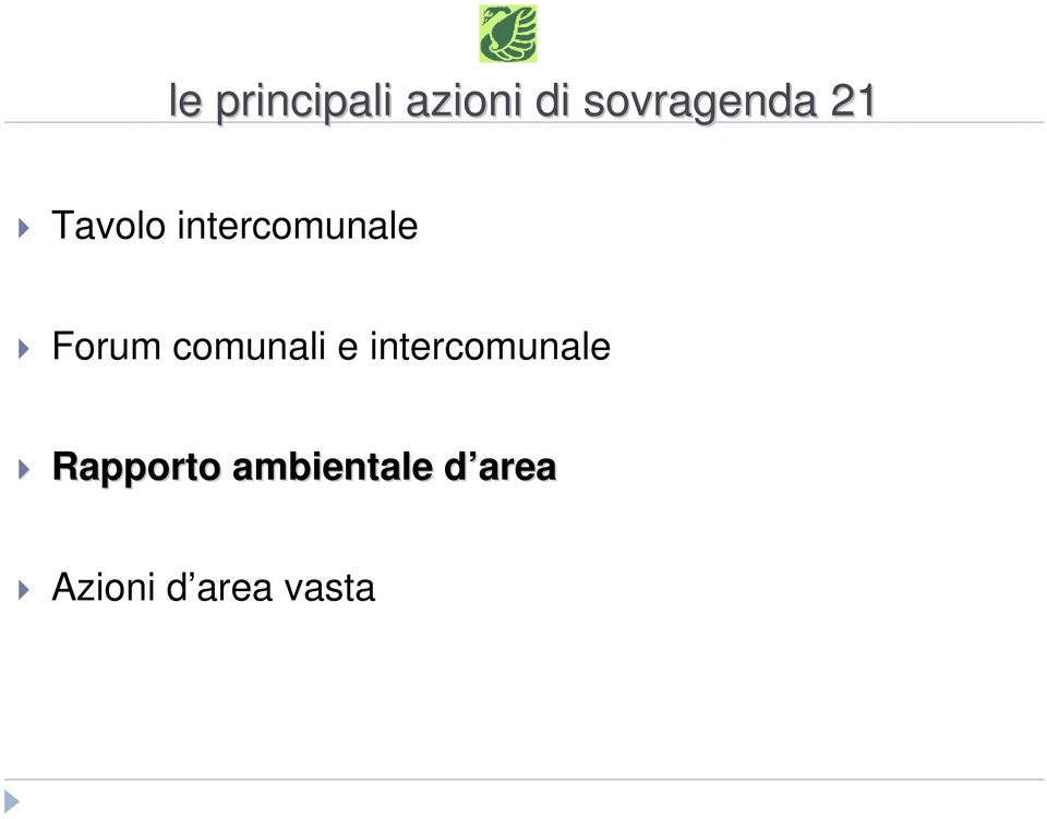 comunali e intercomunale Rapporto