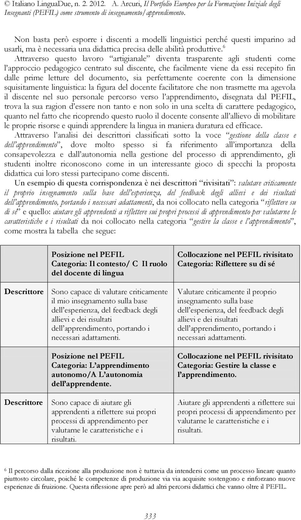 documento, sia perfettamente coerente con la dimensione squisitamente linguistica: la figura del docente facilitatore che non trasmette ma agevola il discente nel suo personale percorso verso l