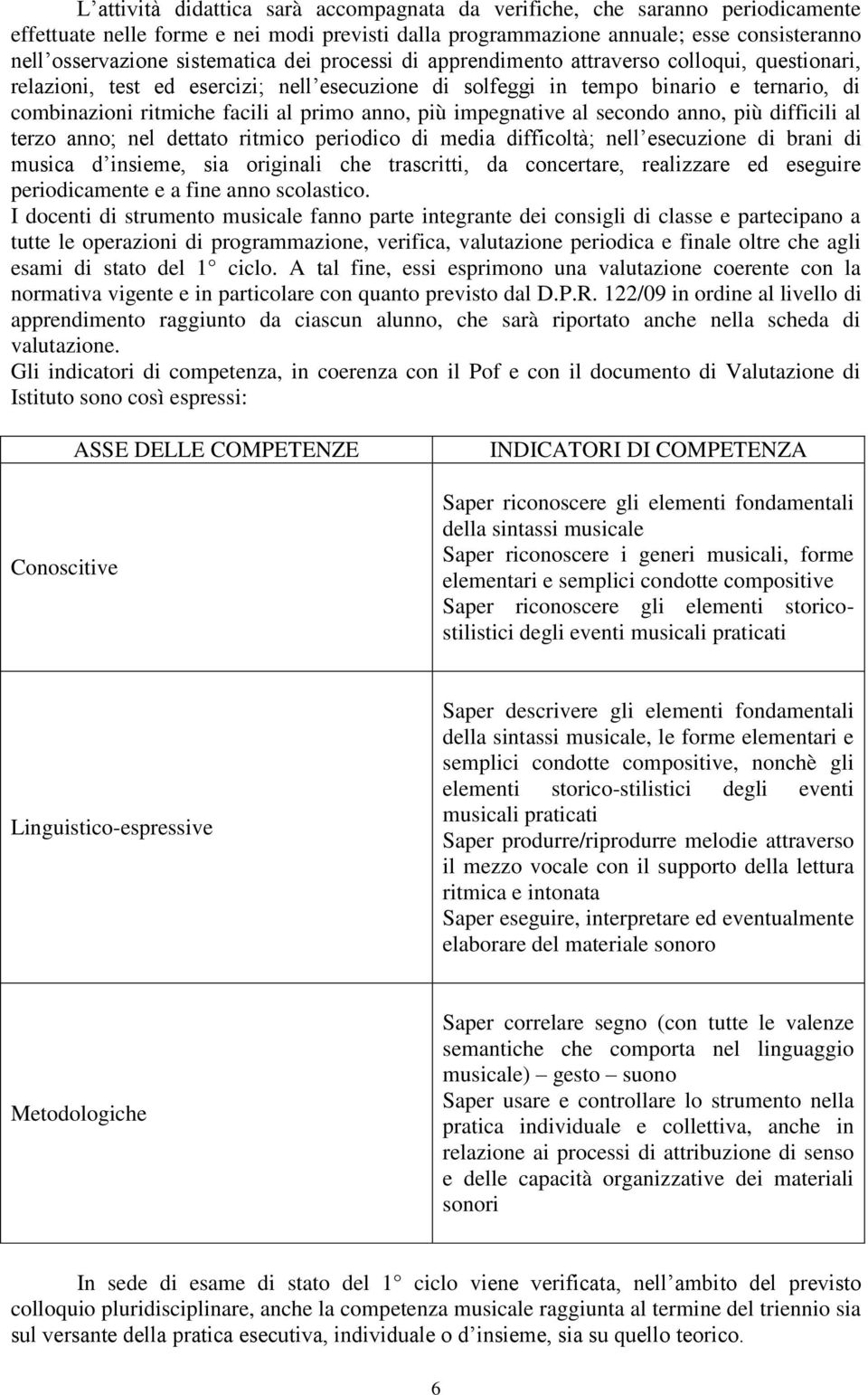 primo anno, più impegnative al secondo anno, più difficili al terzo anno; nel dettato ritmico periodico di media difficoltà; nell esecuzione di brani di musica d insieme, sia originali che