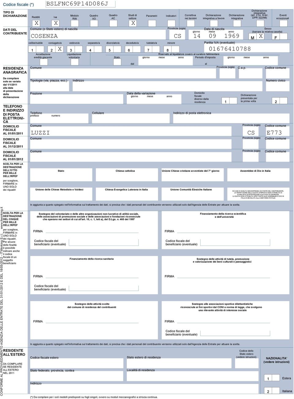 8-ter, Eventi RW VO AC settore nei termini integrativa a favore integrativa DPR /98) eccezionali celibe/nubile coniugato/a vedovo/a separato/a divorziato/a deceduto/a tutelato/a minore Provincia