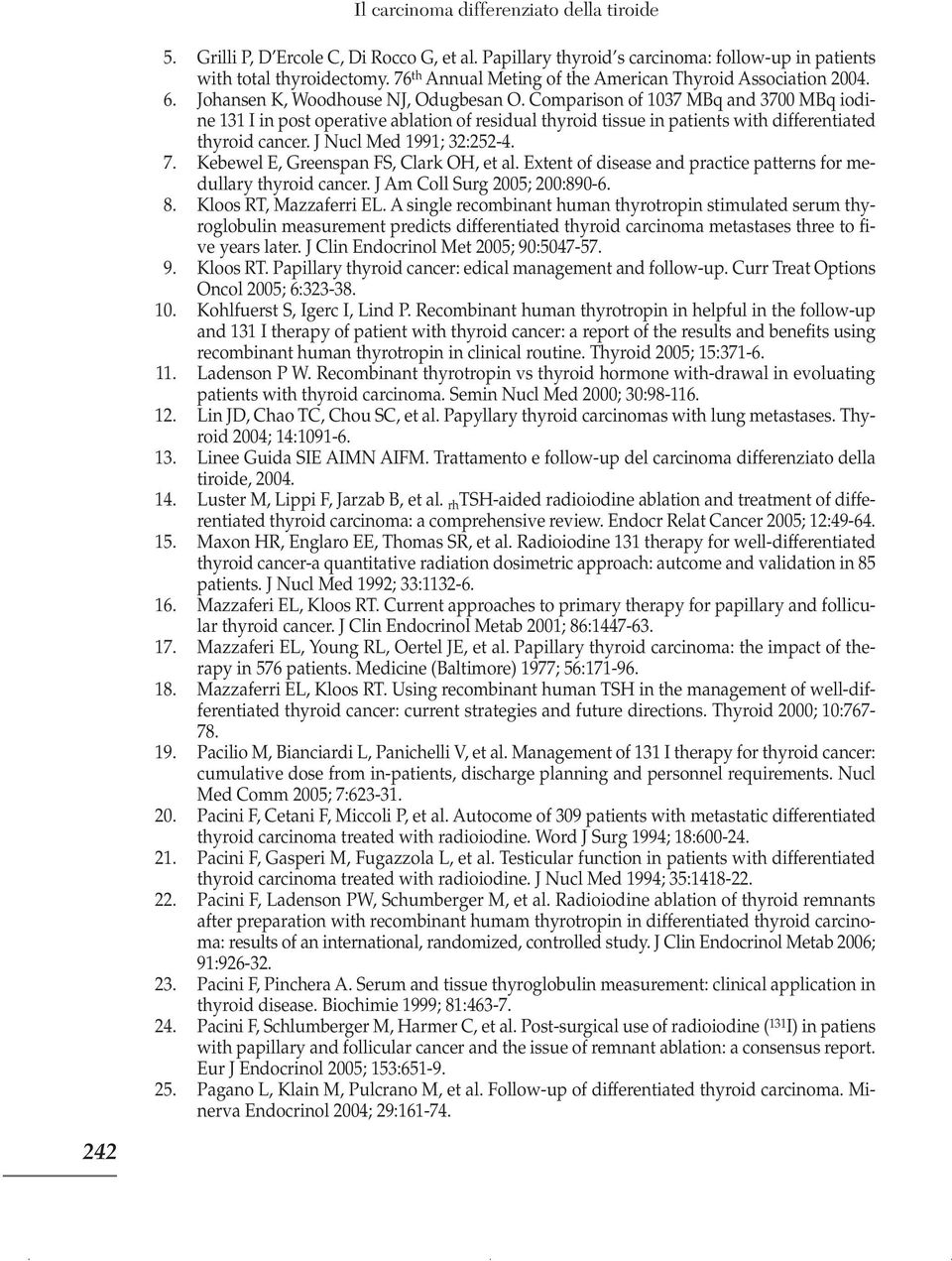 Comparison of 1037 MBq and 3700 MBq iodine 131 I in post operative ablation of residual thyroid tissue in patients with differentiated thyroid cancer. J Nucl Med 1991; 32:252-4. 7.