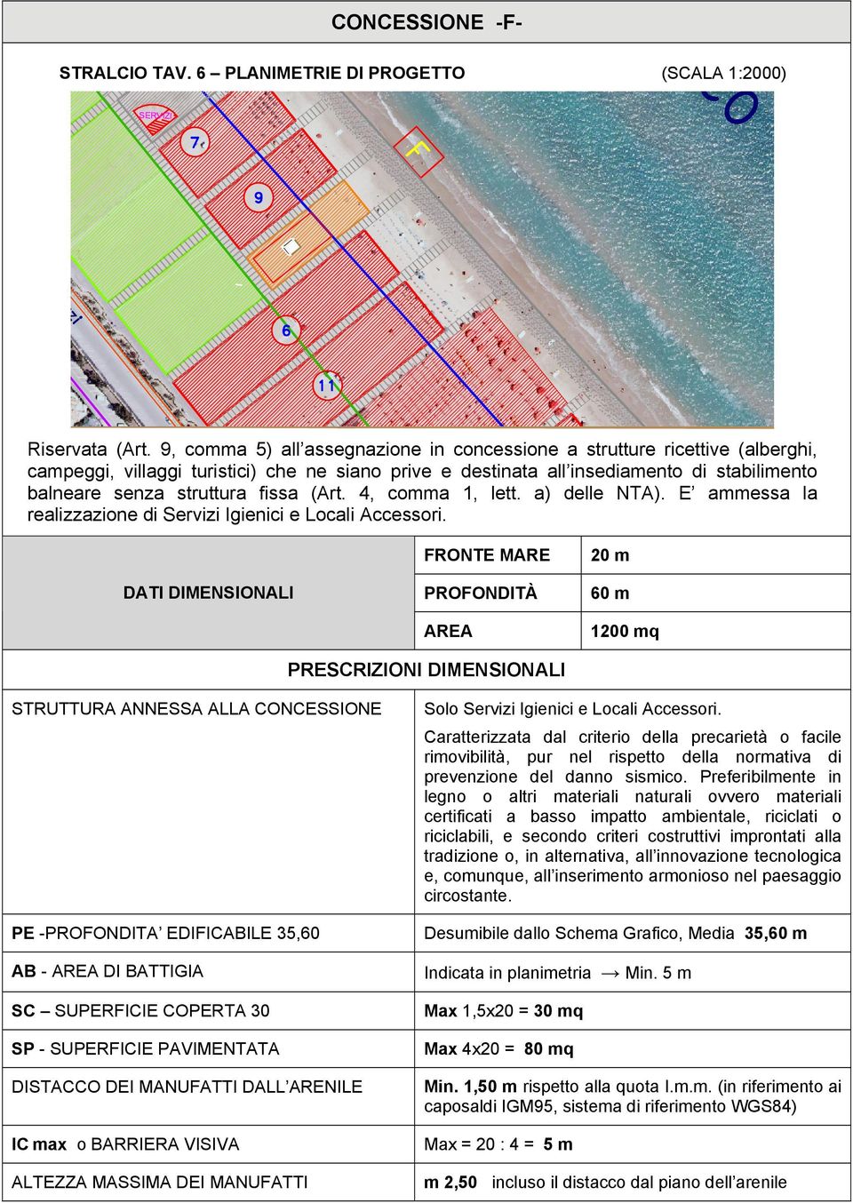 fissa (Art. 4, comma 1, lett. a) delle NTA). E ammessa la realizzazione di Servizi Igienici e Locali Accessori.