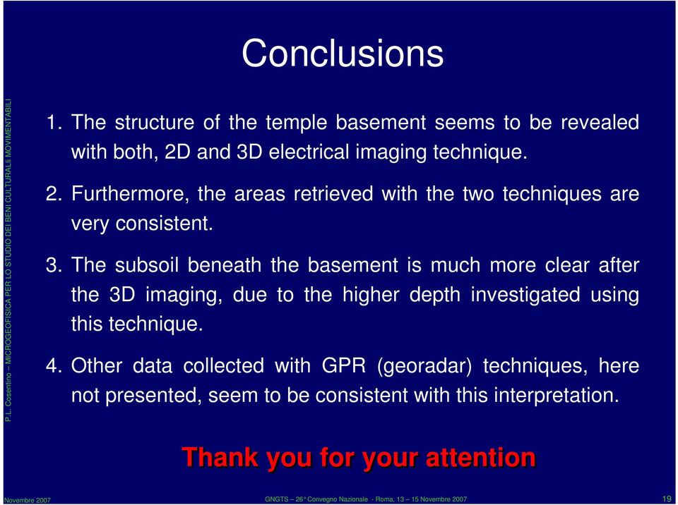 4. Other data collected with GPR (georadar) techniques, here not presented, seem to be consistent with this interpretation.