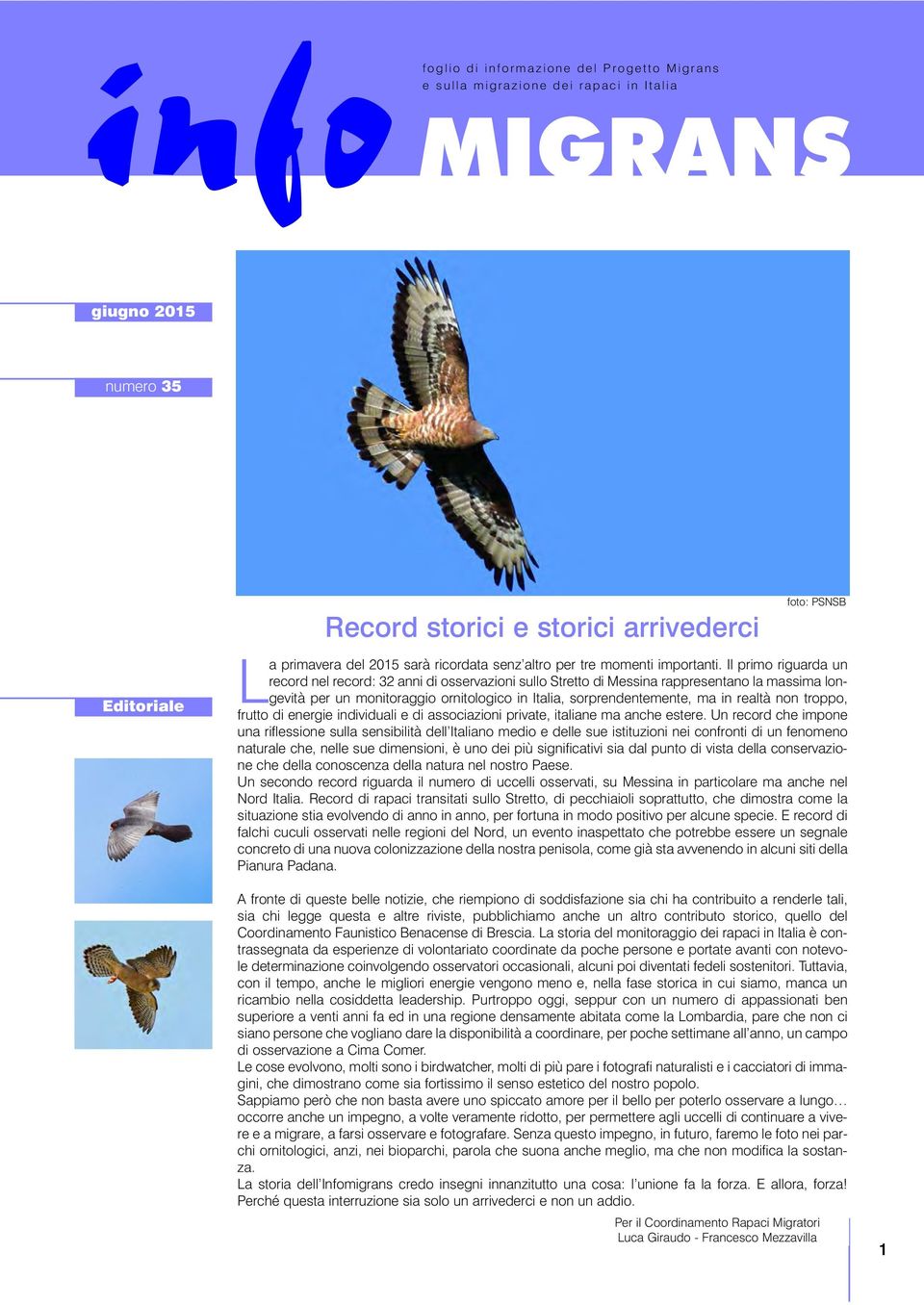 Il primo riguarda un record nel record: 3 anni di osservazioni sullo Stretto di Messina rappresentano la massima longevità per un monitoraggio ornitologico in Italia, sorprendentemente, ma in realtà