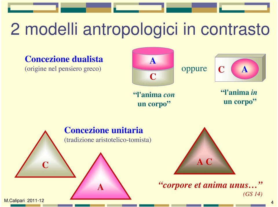 corpo l'anima in un corpo Concezione unitaria (tradizione