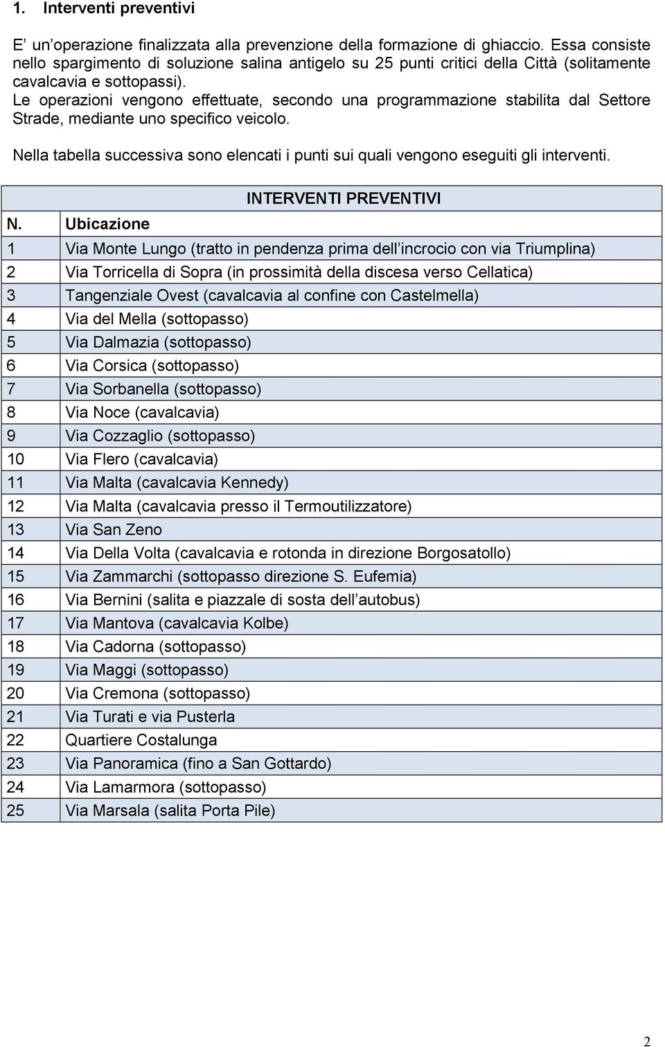 Le operazioni vengono effettuate, secondo una programmazione stabilita dal Settore Strade, mediante uno specifico veicolo.