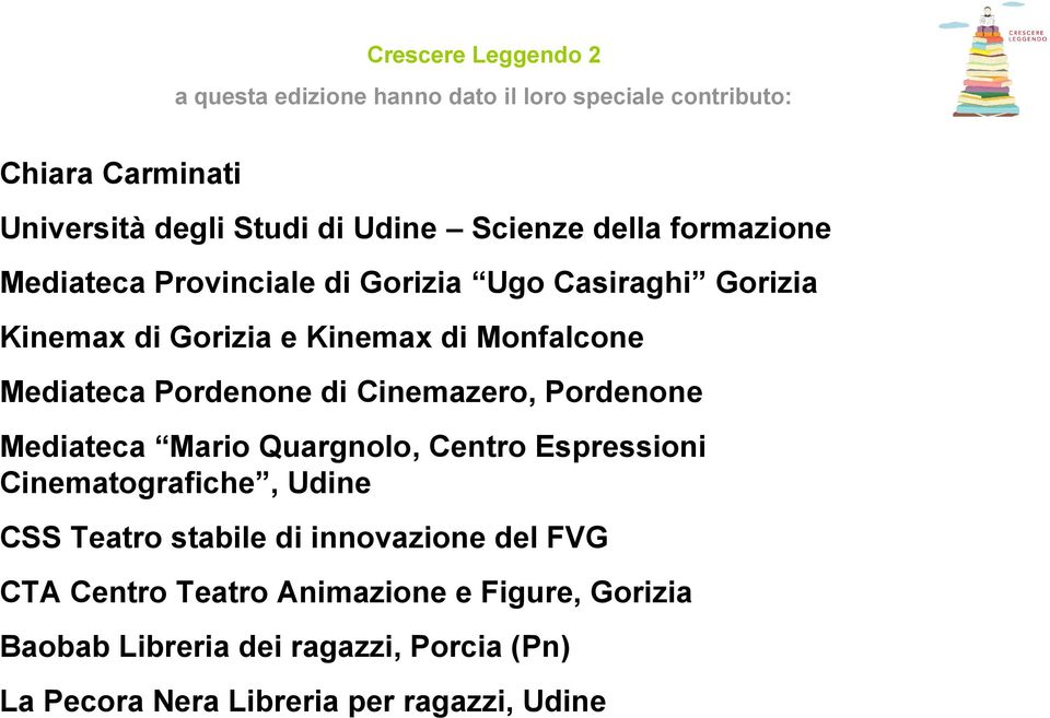 di Cinemazero, Pordenone Mediateca Mario Quargnolo, Centro Espressioni Cinematografiche, Udine CSS Teatro stabile di innovazione del