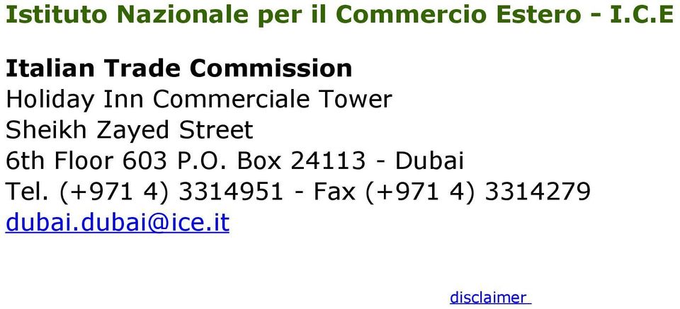 E Italian Trade Commission Holiday Inn Commerciale Tower