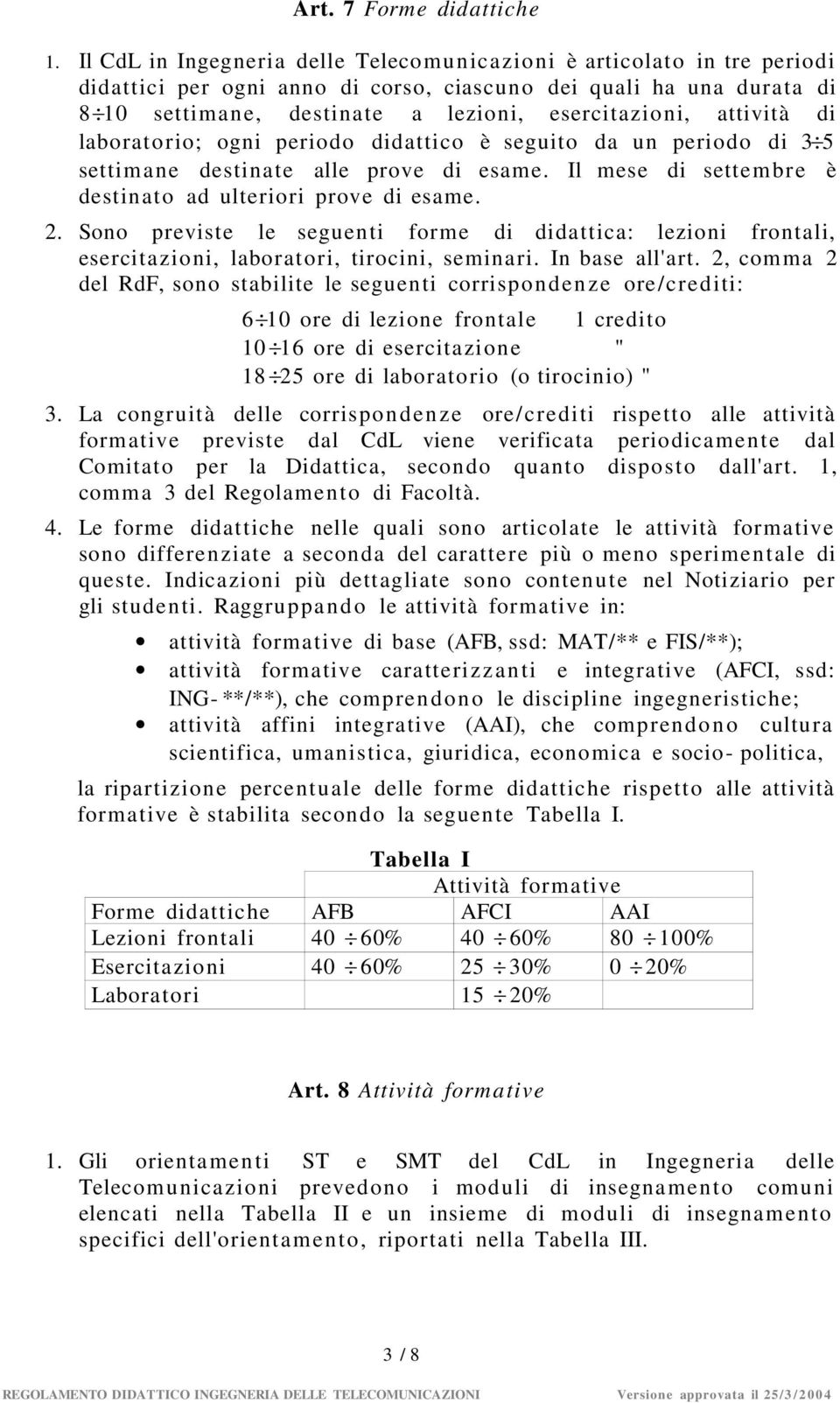 attività di laboratorio; ogni periodo didattico è seguito da un periodo di 3 5 settimane destinate alle prove di esame. Il mese di sette mbre è destinato ad ulteriori prove di esame. 2.