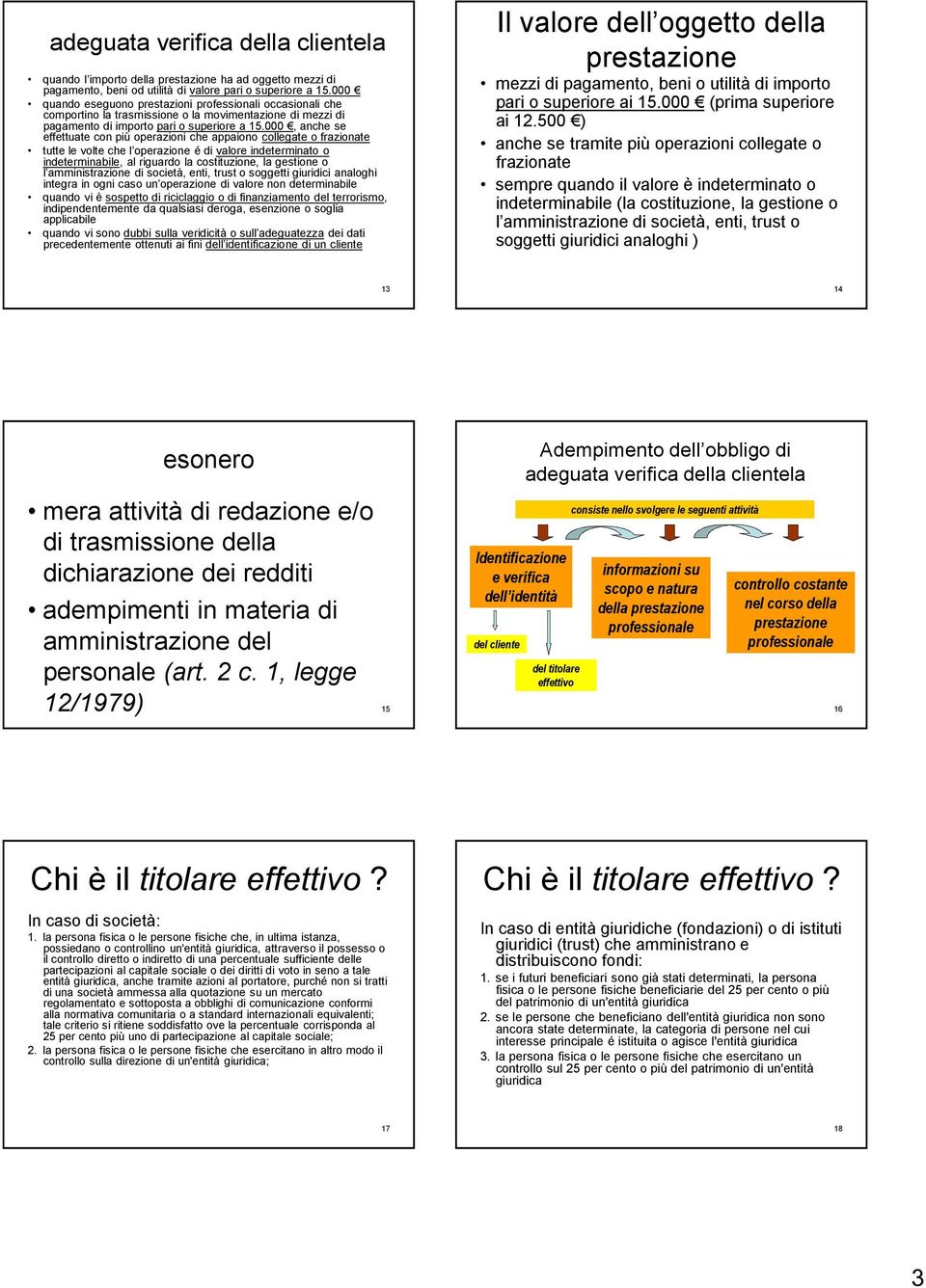 000, anche se effettuate con più operazioni che appaiono collegate o frazionate tutte le volte che l operazione é di valore indeterminato o indeterminabile, al riguardo la costituzione, la gestione o