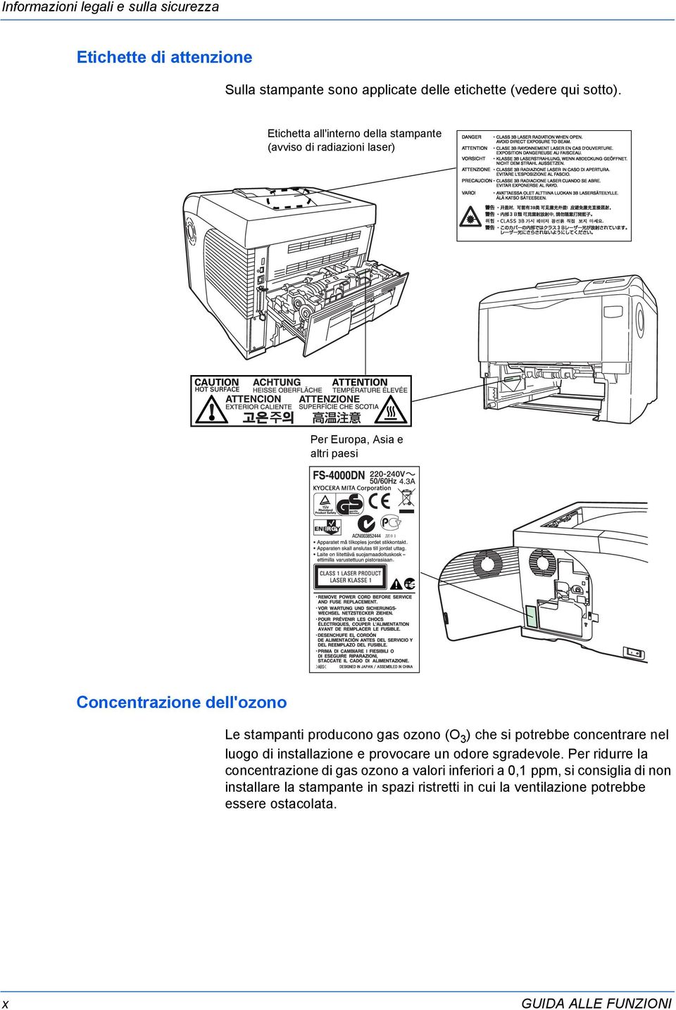 gas ozono (O 3 ) che si potrebbe concentrare nel luogo di installazione e provocare un odore sgradevole.