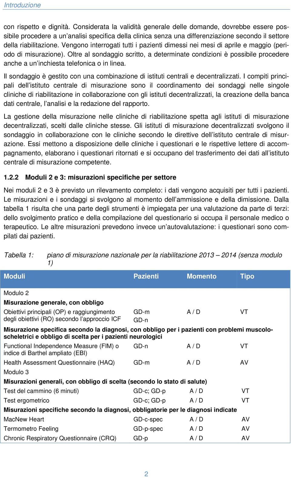 Vengono interrogati tutti i pazienti dimessi nei mesi di aprile e maggio (periodo di misurazione).