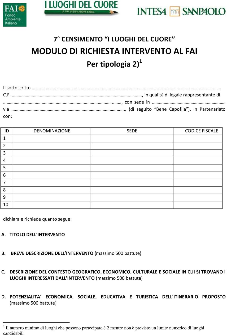 BREVE DESCRIZIONE DELL INTERVENTO (massimo 500 battute) C.