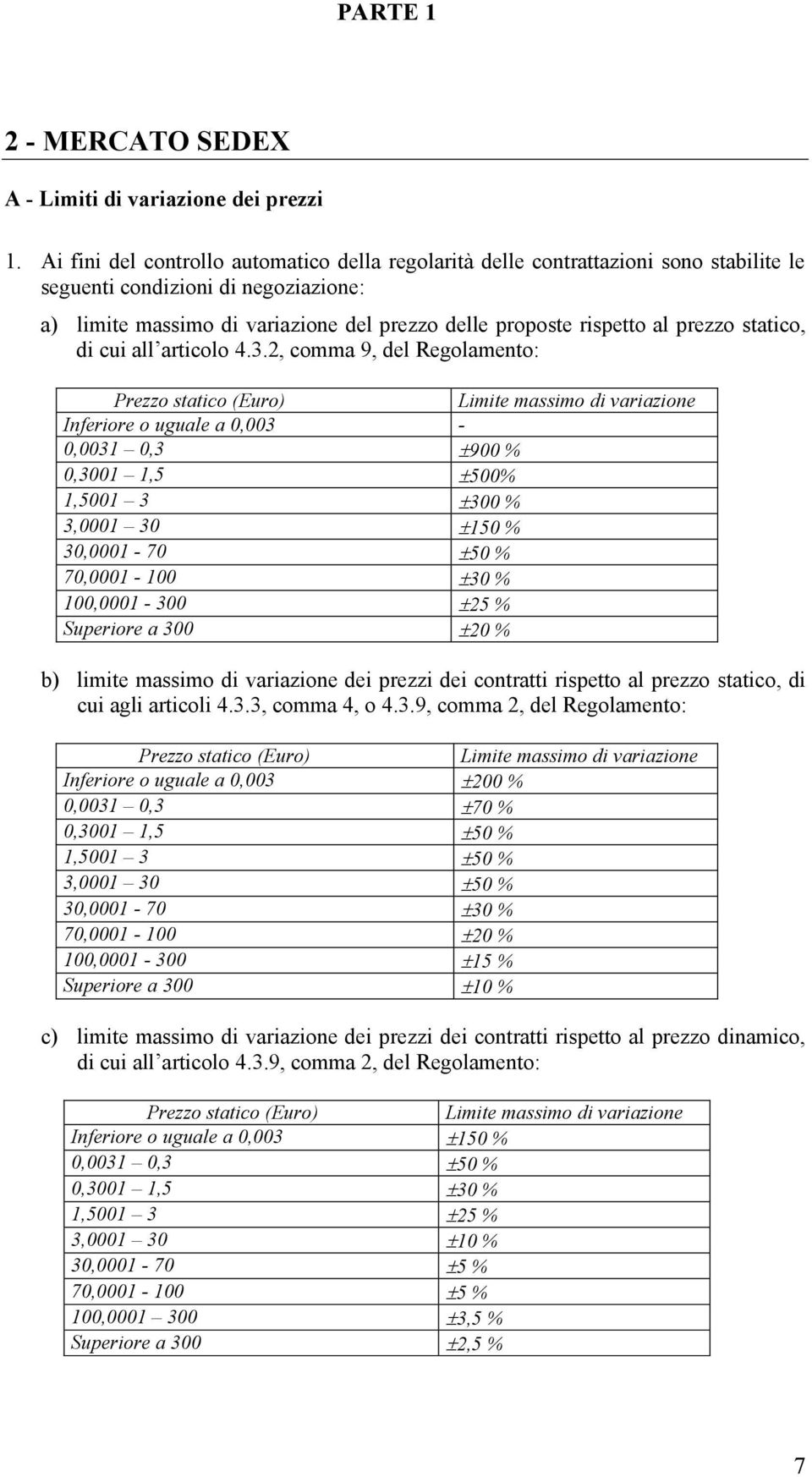 prezzo statico, di cui all articolo 4.3.