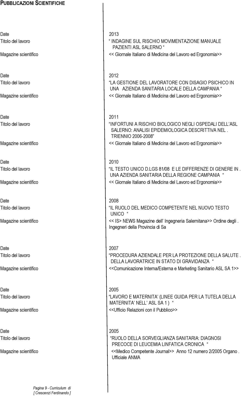 DESCRITTIVA NEL. TRIENNIO 2006-2008 << Giornale Italiano di Medicina del Lavoro ed Ergonomia>> 2010 IL TESTO UNICO D.LGS 81/08 E LE DIFFERENZE DI GENERE IN.