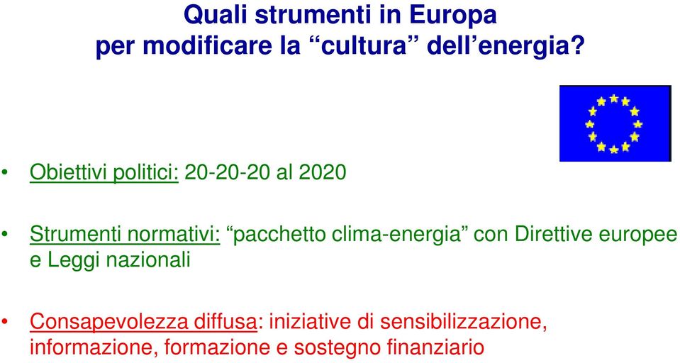 clima-energia con Direttive europee e Leggi nazionali Consapevolezza