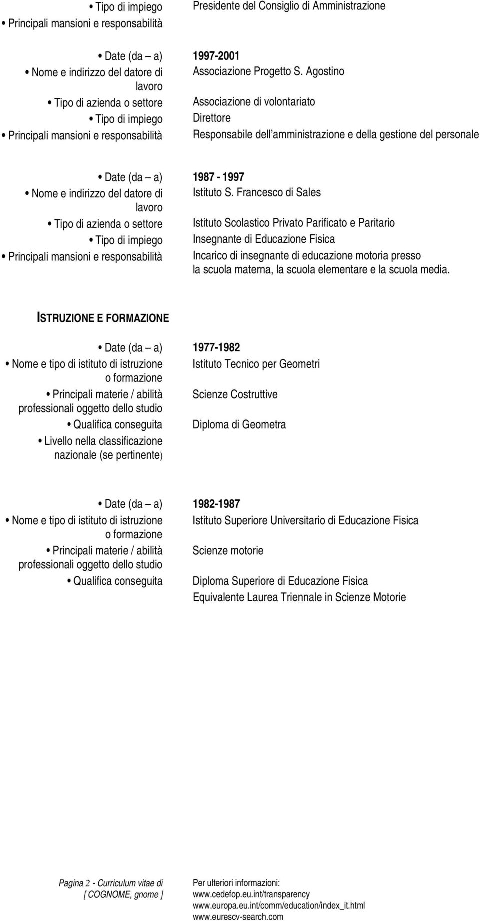 datore di Istituto S.