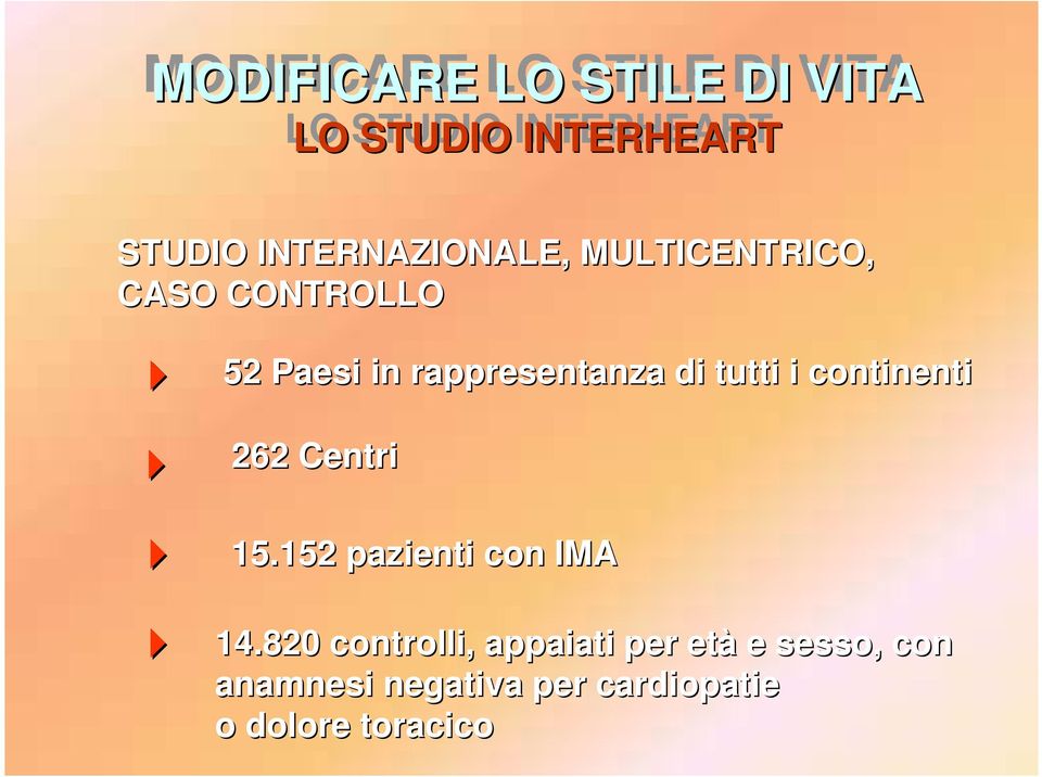 continenti 262 Centri 15.152 pazienti con IMA 14.