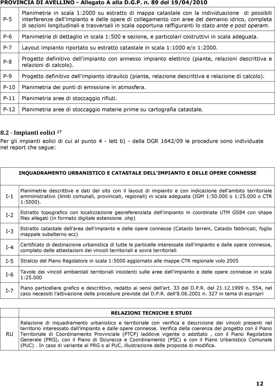 P-7 Layout impianto riportato su estratto catastale in scala 1:1000 e/o 1:2000.