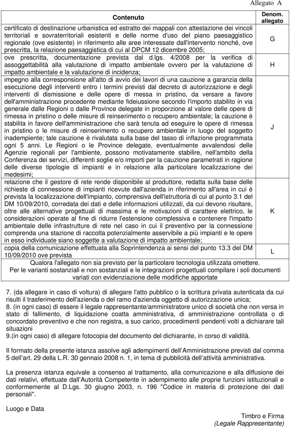 lgs. 4/2008 per la verifica di assoggettabilità alla valutazione di impatto ambientale ovvero per la valutazione di impatto ambientale e la valutazione di incidenza; impegno alla corresponsione