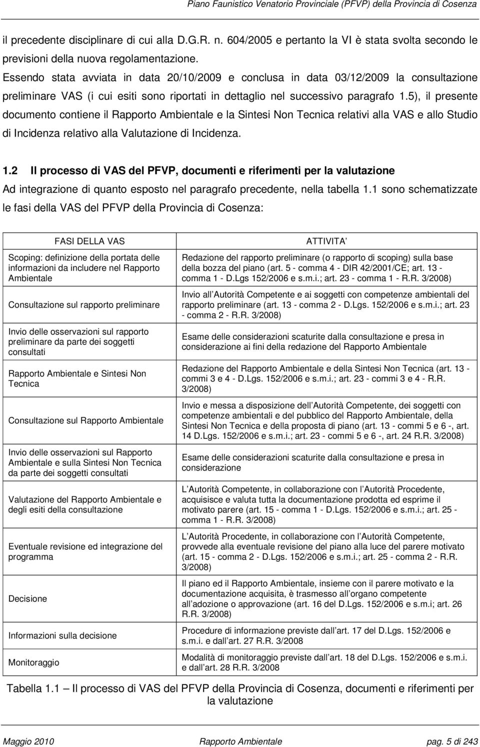 5), il presente documento contiene il Rapporto Ambientale e la Sintesi Non Tecnica relativi alla VAS e allo Studio di Incidenza relativo alla Valutazione di Incidenza. 1.