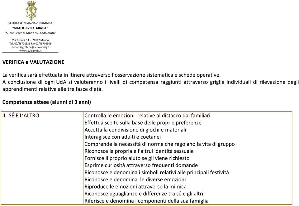 Competenze attese (alunni di 3 anni) IL SÉ E L ALTRO Controlla le emozioni relative al distacco dai familiari Effettua scelte sulla base delle proprie preferenze Accetta la condivisione di giochi e